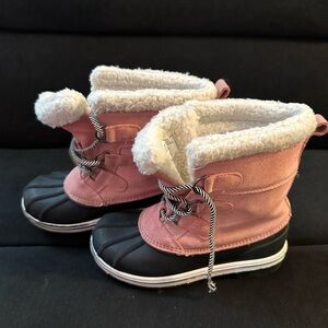 Cat & Jack Pink and Black Kids Snow Boots